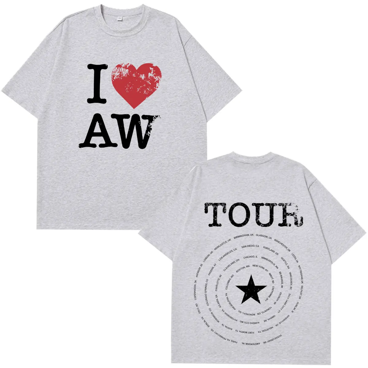 Alex Warren Tour 2026 Merch T-Shirts für Männer und Frauen, Modisches T-Shirt, Sommer, Kurzarm, Locker, Lässig, Hip-Hop T-Shirts, Streetwear – Detail 4