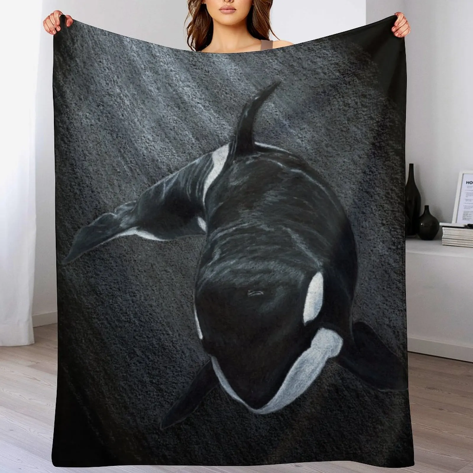 White Whale - Orca Throw Blanket Blankets For Baby Flannel Fabric Quilt decorative Blankets