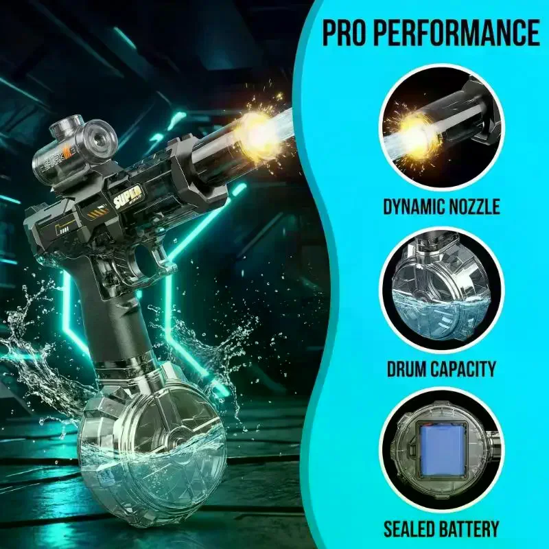 /Cna/Water Automatic Squirt Blaster With LED Lights & High Capacity For Adults Kids Electric