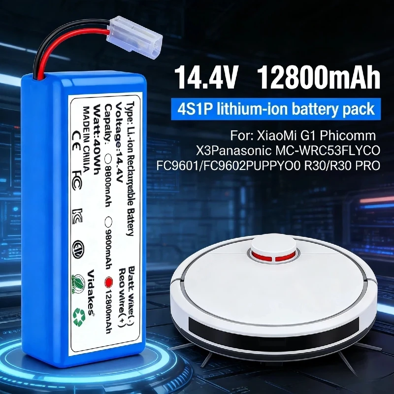 

14.4V 6800mAh Replacement Battery for Xiaomi Mi Robot Vacuum-Mop Essential G1 MJSTG1 High Capacity Upgraded Backup Battery◀