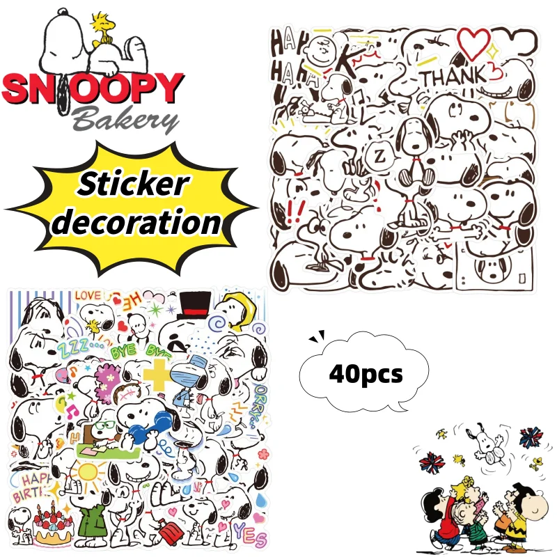 

Стикеры с Снупи, Чарли Брауном и Вудстоком, милые аниме-наклейки в стиле каваи, креативные и персонализированные водонепроницаемые наклейки с мультяшными персонажами.