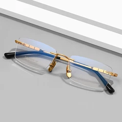 Ultralight Pure Titanium Rimless Men Glasses Frame Eyewear Rectangular Frameless Male Eyeglasses Myopia Prescription Spectacles