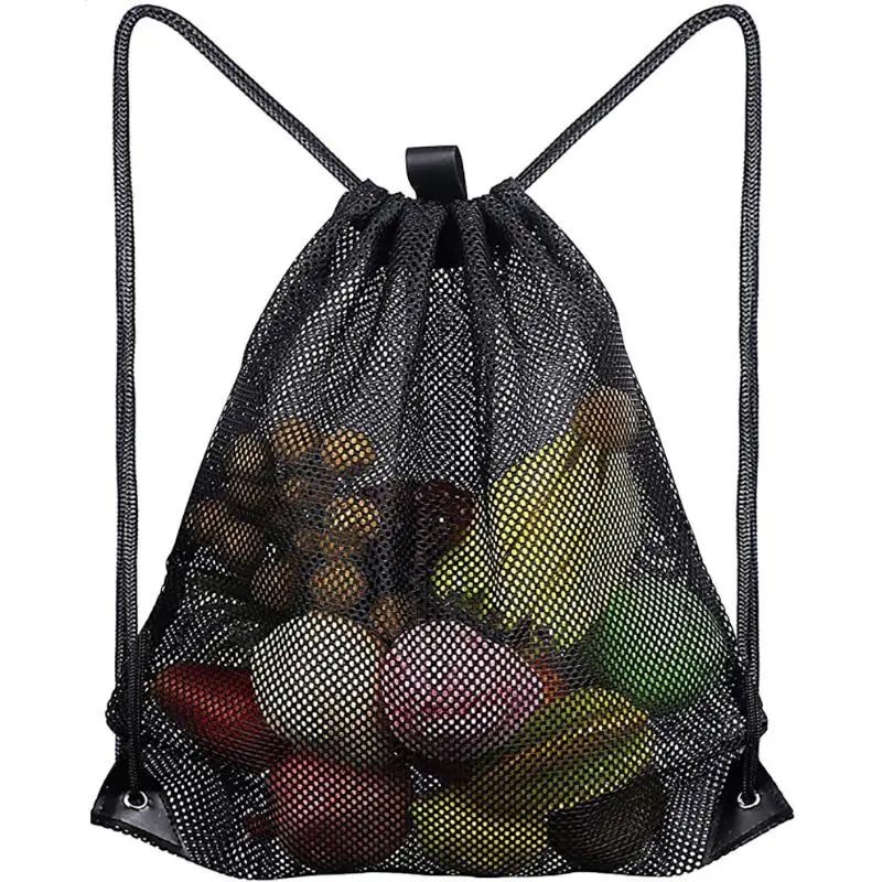 Durable Mesh Drawstring Sports Bag Ideal for Gym and Fruit Grocery Organization