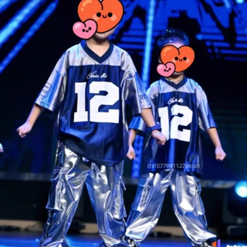Street Dance Kinderkleidung Hip Hop Reflektierender Mädchentanz Street Explosion Set Cooles, hübsches Performance-Kleid für Kinder