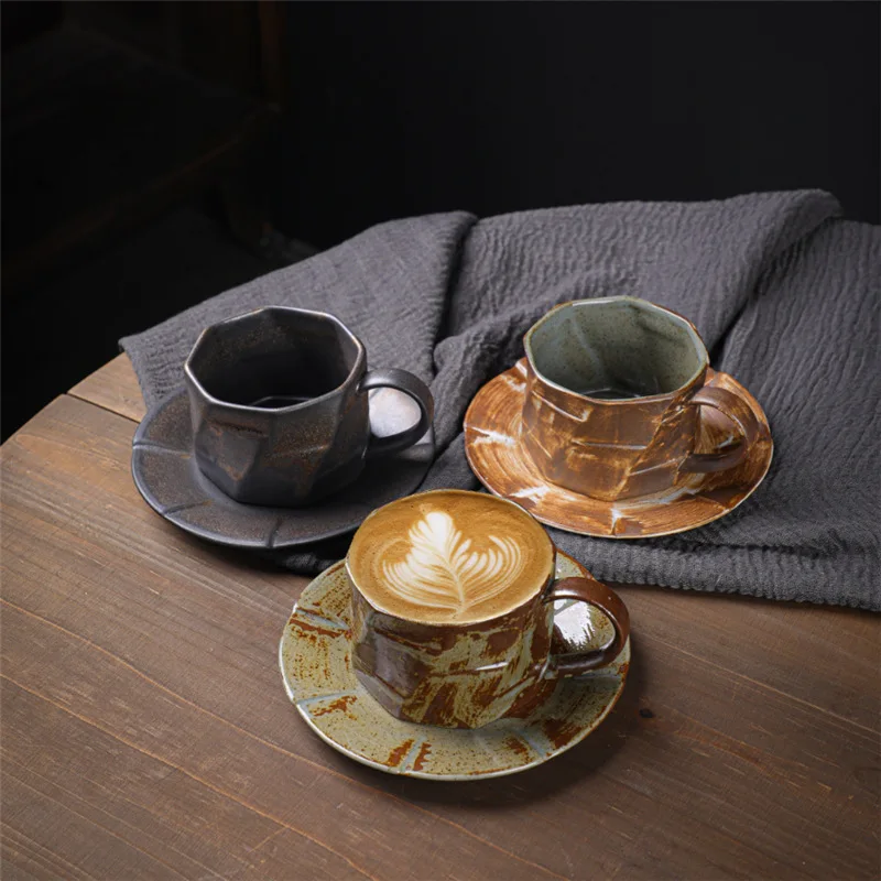 

Japanese Ins Style Vintage Milk Breakfast Coffee Cup and Saucer Set Ceramic Mug