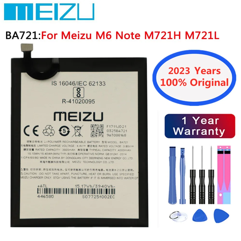 2023 years New Original Battery For Meizu M6 Note Note6 M721H M721L M721Q 4000Ah BA721 Mobile Phone Battery In Stock + Tools