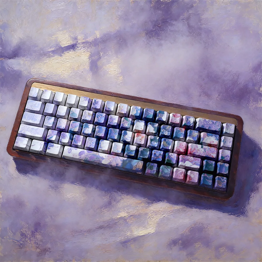 

Прозрачный колпачок с боковым принтом Cool Jazz PBT, 74 клавиши, блестящие колпачки для переключателей Cherry MX, механические колпачки для клавиш