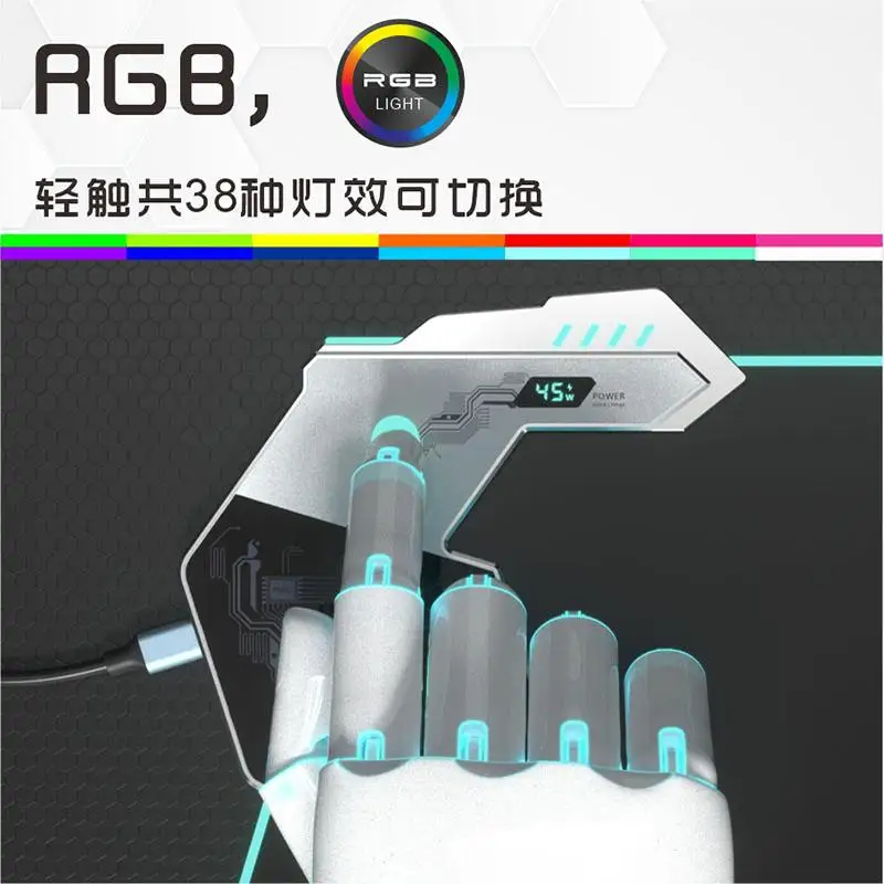 Custom Alien Head Style XXL Mouse Pad with Wireless Charger 65W USB C Passthrough RGB Hub for Keyboard Mouse Not Alienware