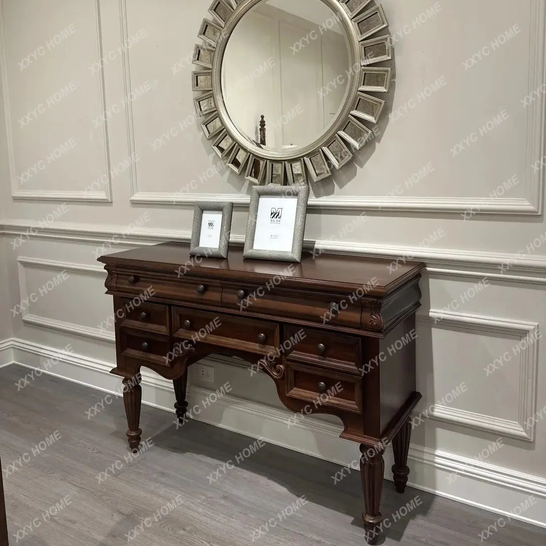 Retro solid wood entrance cabinet entry decoration entrance platform living room corridor