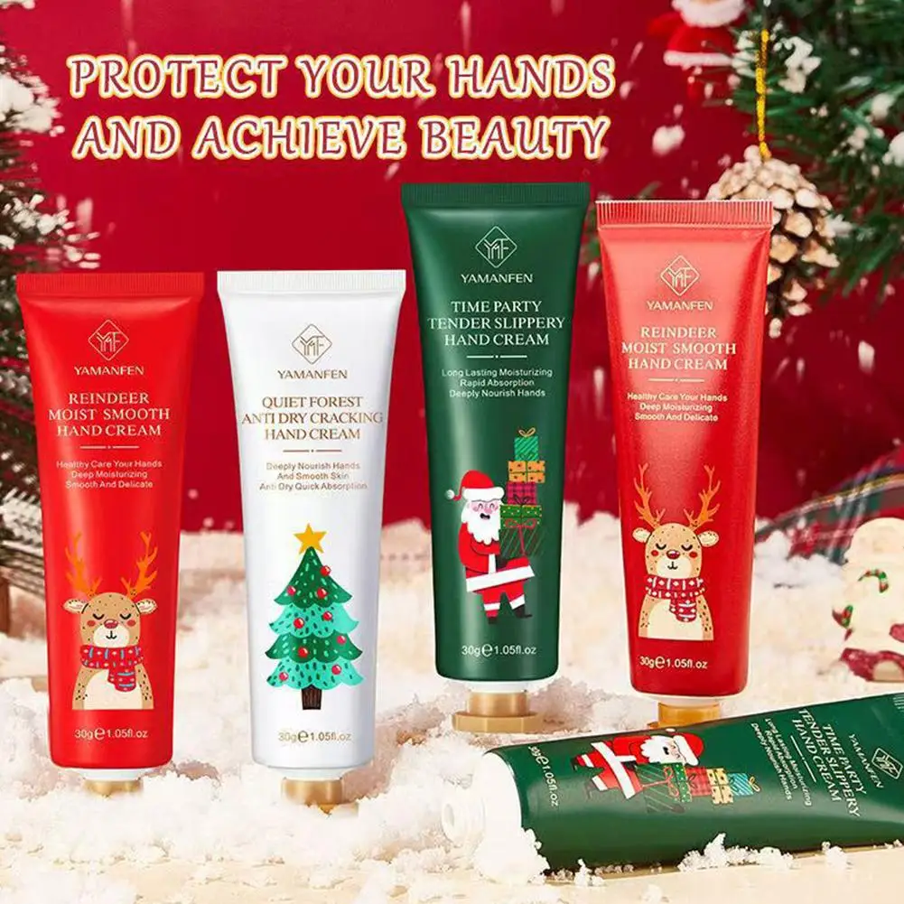 Regalo de Navidad, juego de crema de manos de 5/bolsa, textura de crema, paquete de viaje hidratante, hidratante duradero, regalo suave para la piel de las manos para mujeres