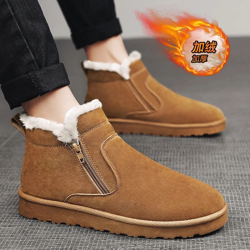 Keep Warm Snow Boots for Men Fleece Thick High Top Shoes Men Outdoor Fashion Couple Cotton Shoes Winer Lightweight Casual Shoes