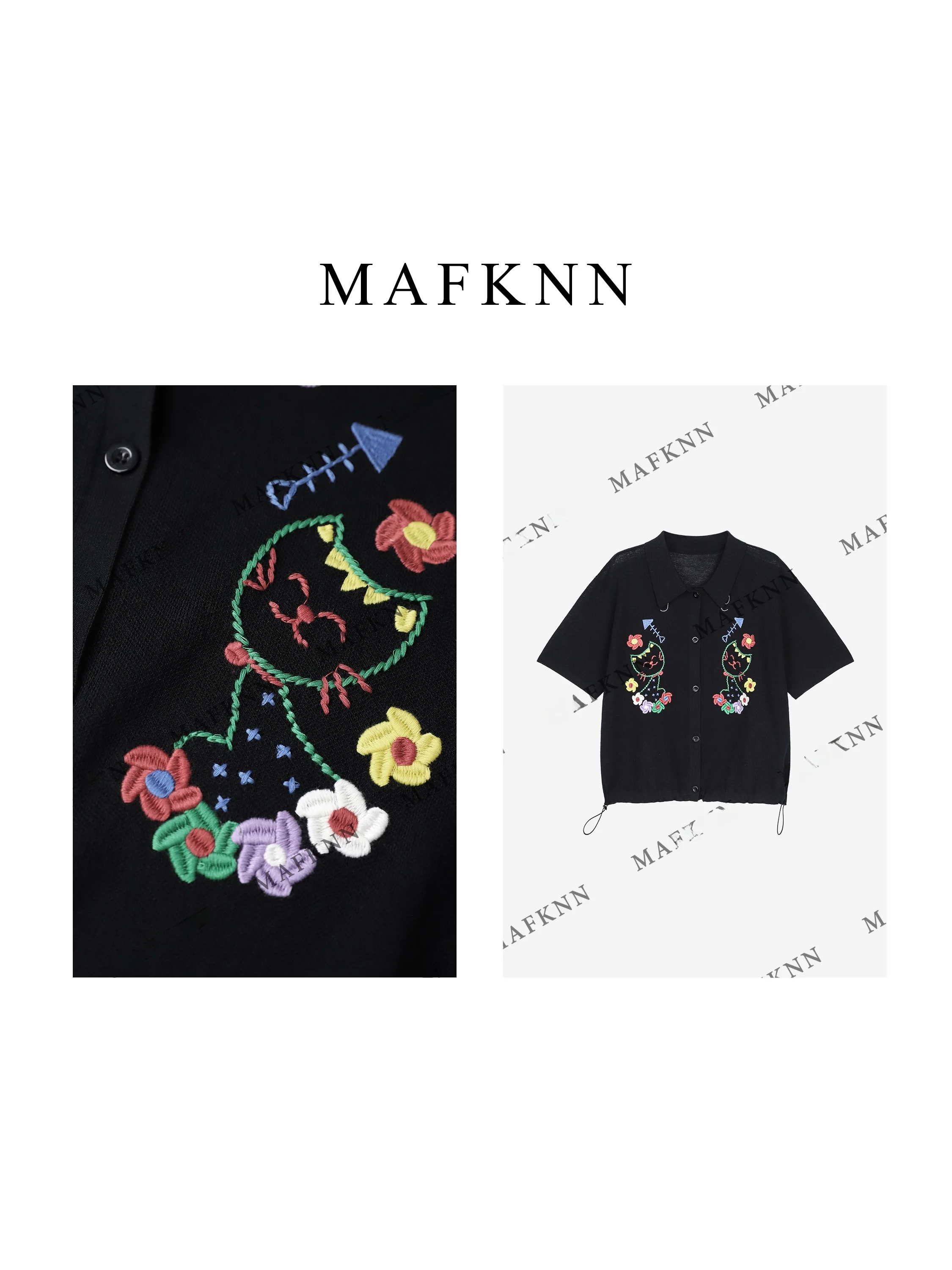 

Faionable Casual Monocomatic Button Embroidered irt Jiojio MK244 ort Sve Loose Fit Cotton Polyester Blend Women'...