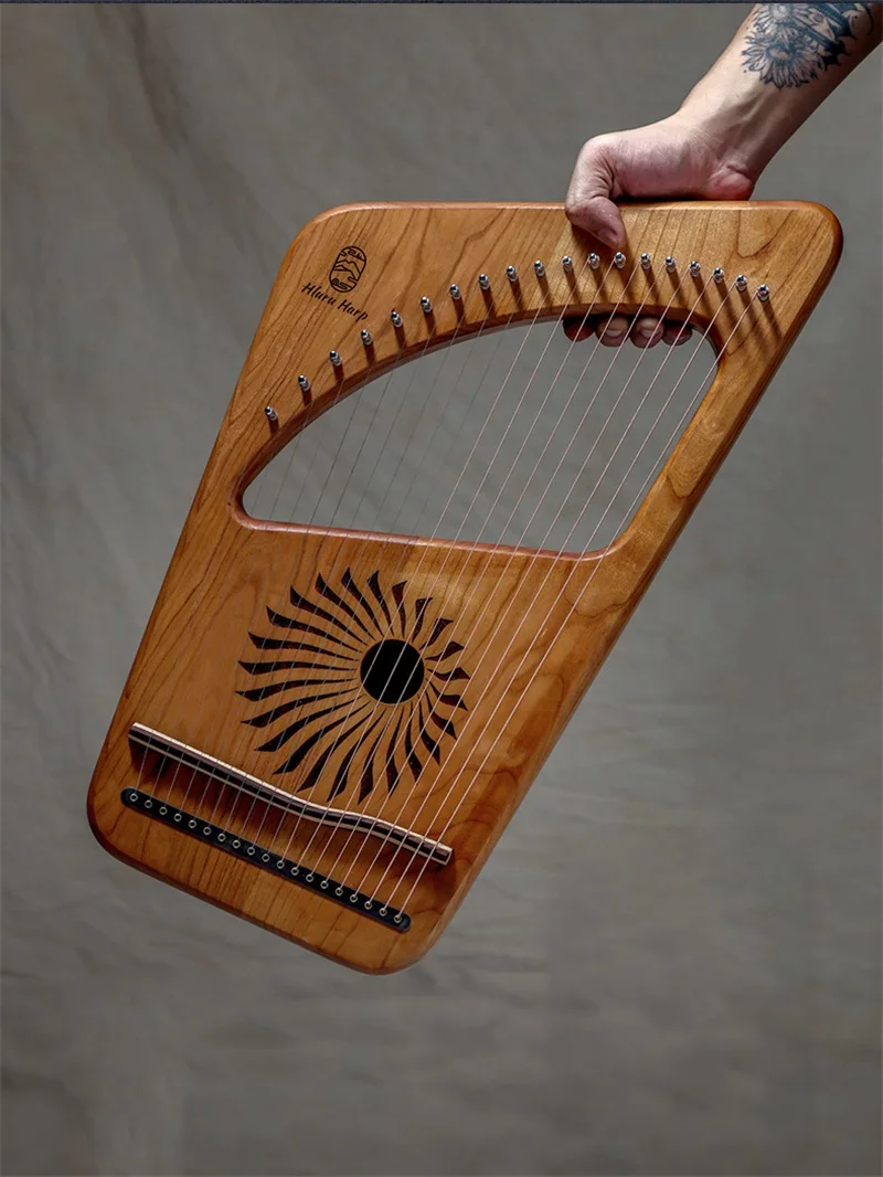 Hluru Lyre Harp 19 Strings Finger Piano Harp Cherry Wood Beechwood Material Lyre Key C Stringed Instrument Kids Birthday Gifts