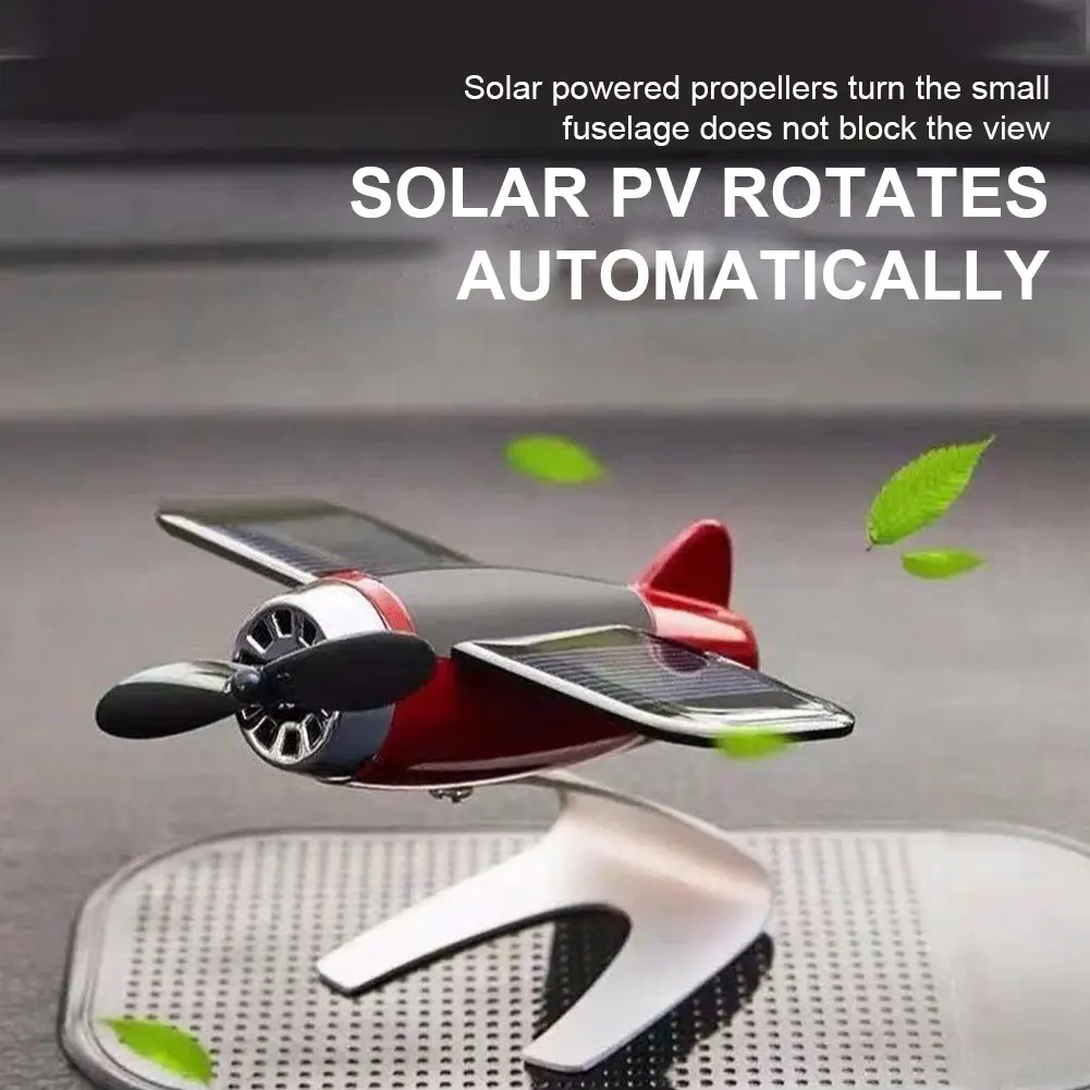 Solar Car Airplane Ornaments Bombing Plane Car Interior Accessories Solar Airplane Model Center Console Decoration Air Freshener