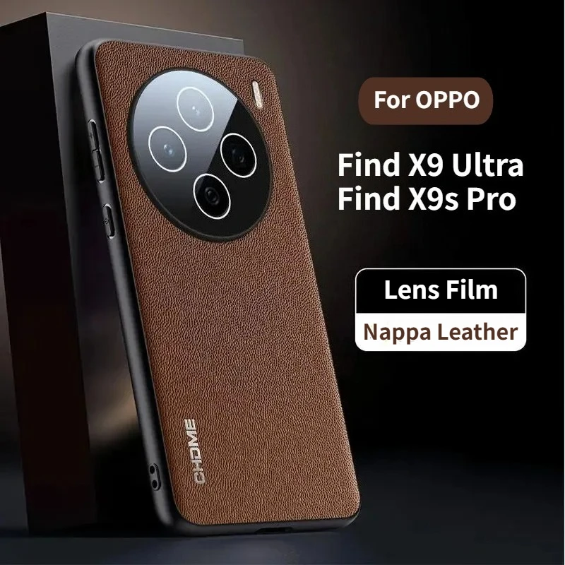 Funda de Teléfono con Textura Nappa para OPPO Find X9 Ultra X9s Pro Reno 15 Pro 15c, Protector de Lente Suave al Tacto, Funda Protectora Completa