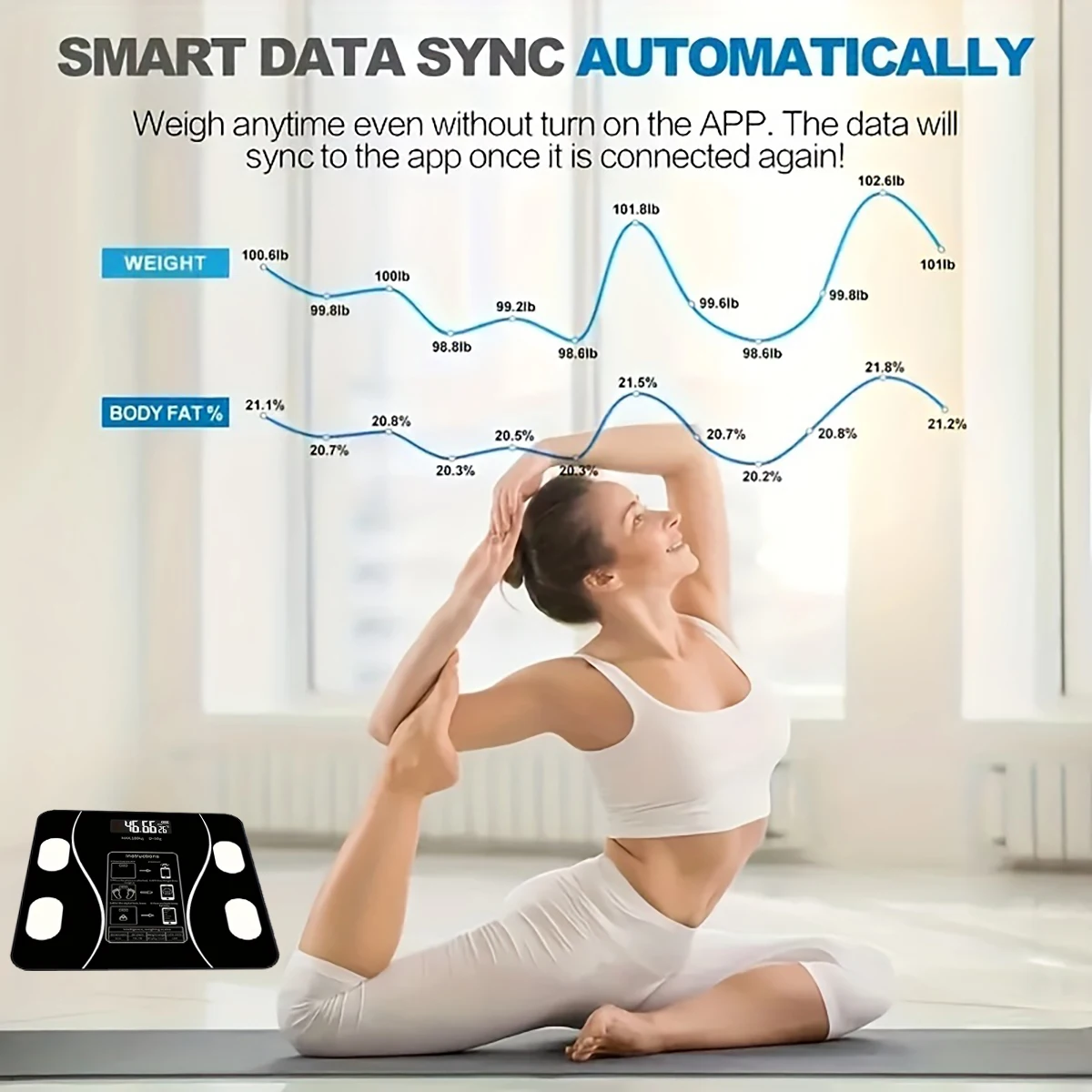

1PC Smart Bluetooth Digital Weight Scale - Accurate Body Weight Measurement with App Connectivity for Health Monitoring