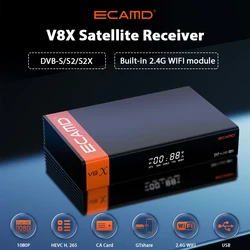 ECAMD V8X Satellite Receiver, DVB-S/S2/S2X, ACM, multi stream, built-in 2.4G WiFi, Support CA card V8 Nova upgrade ecam Mars V8X