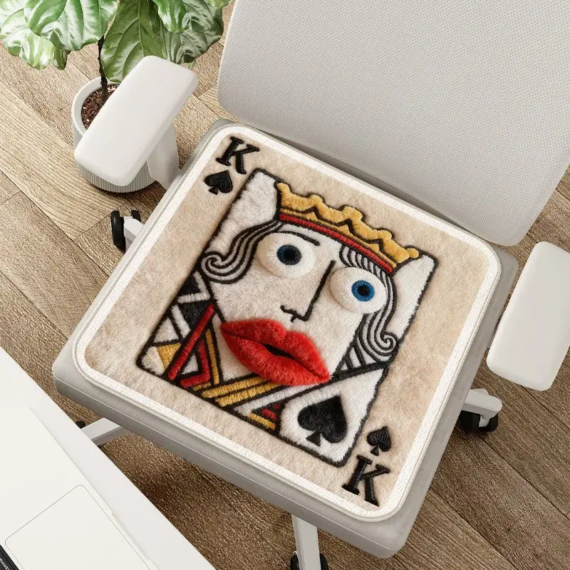 

Cute And Quirky Plush Poker Abstract Cushion Velvet Autumn And Winter Soft Office Student Seat Cushion