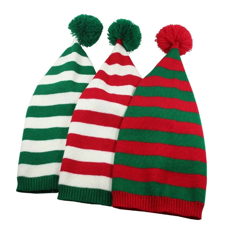 New Christmas Knitted Wool Hats for Men and Women with The Same Wool Ball Long Tail Hat Wizard Hat Christmas Gift Decoration