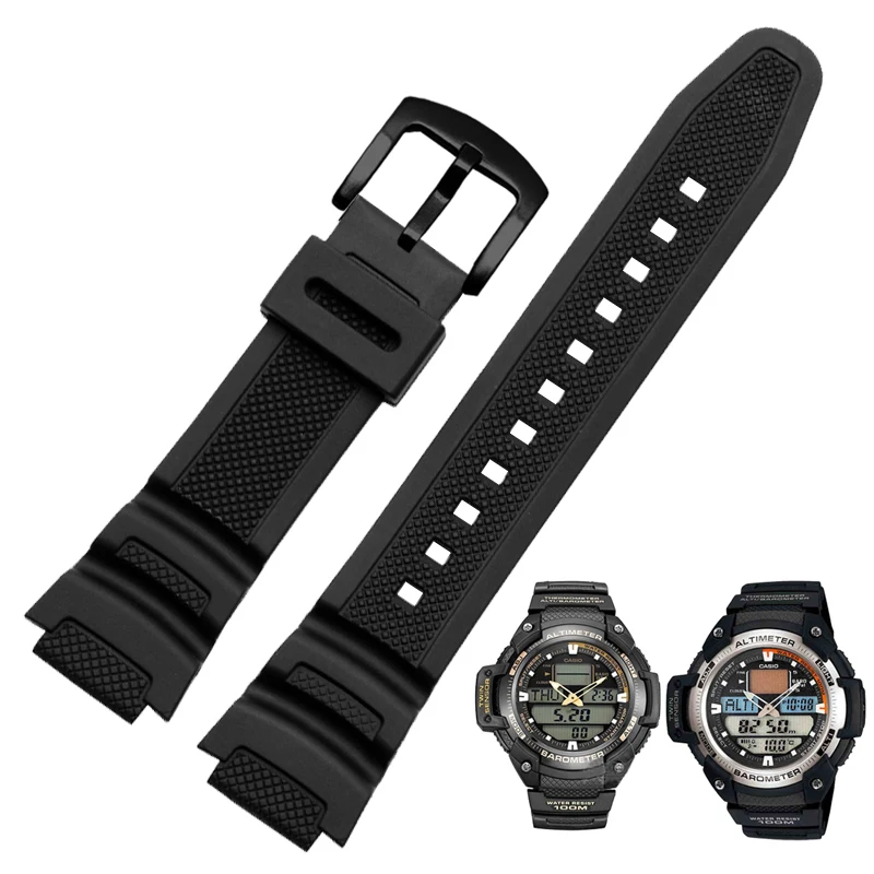 Silicone Rubber Watchband For Casio SGW-300/400/500 MCW-200H Male Waterproof Outdoor Sport Watch Strap Bracelet Blue Khaki Black