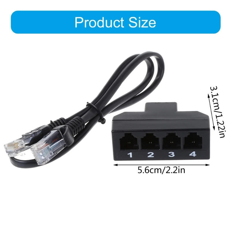 Кабель-переходник RJ11 6P4C «мама» на 4 Ethernet-адаптера RJ45 8P8C «папа» F/M