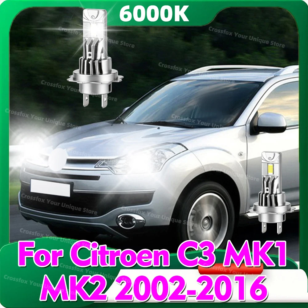 

2x 6000K White Car Headlights H7 LED Bulbs 30000LM For Citroen C3 1 2 MK1 MK2 2002-2016 2003 2004 2005 2006 2007 2008 2009 2010