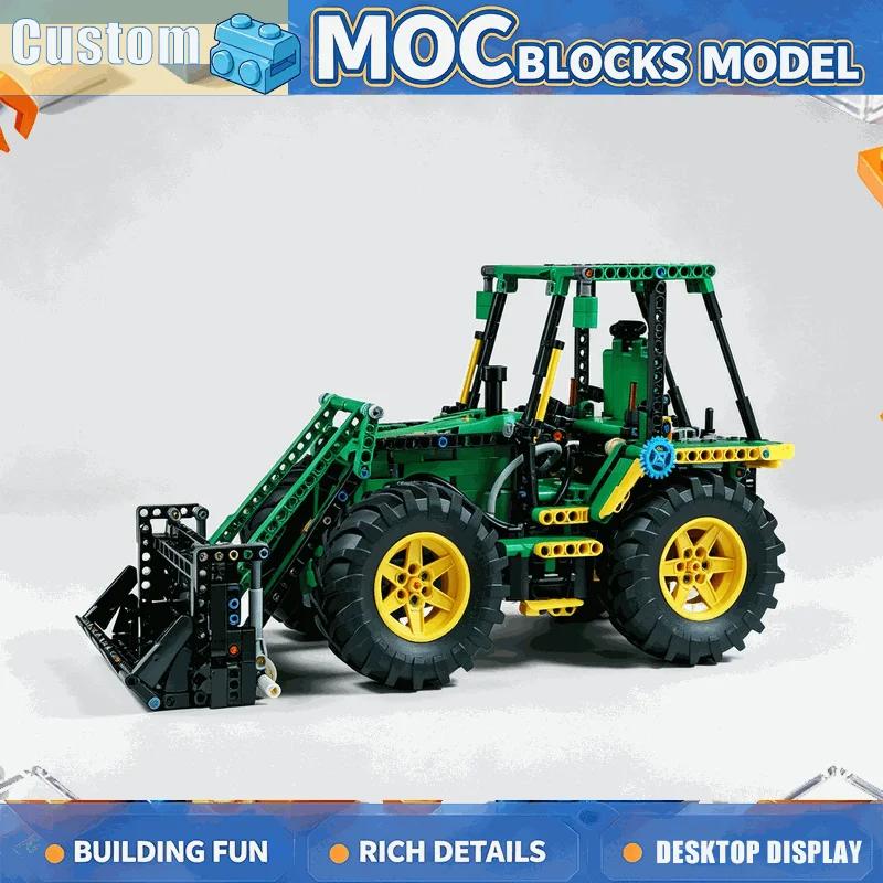 1357PCS Green Backhoe Loader Heavy Duty Model Building Blocks MOC Custom Construction Vehicle DIY Assembly Educational Toy Gift