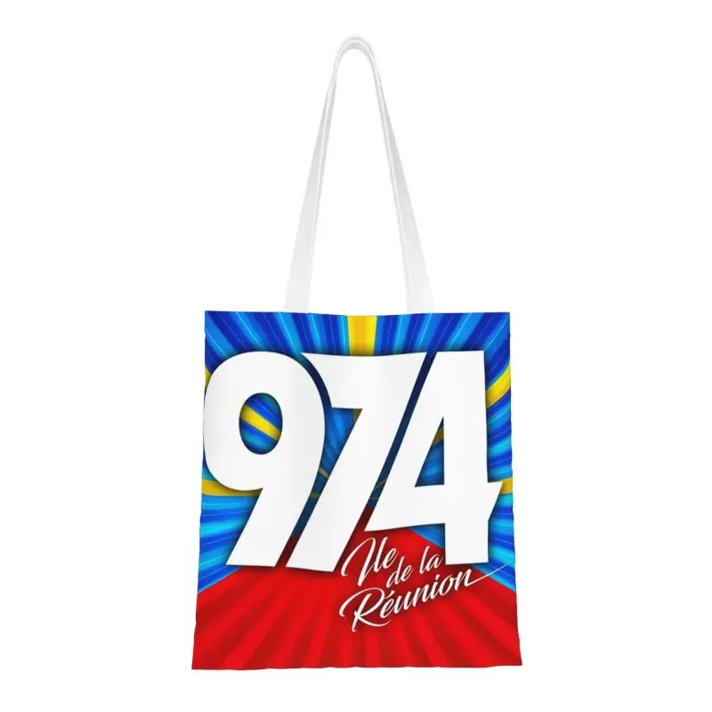 974 Reunion Island Signature 7 Maveli R Groceries Shopping Tote Bag Women Canvas Shopper Shoulder Bags Big Capacity Handbags