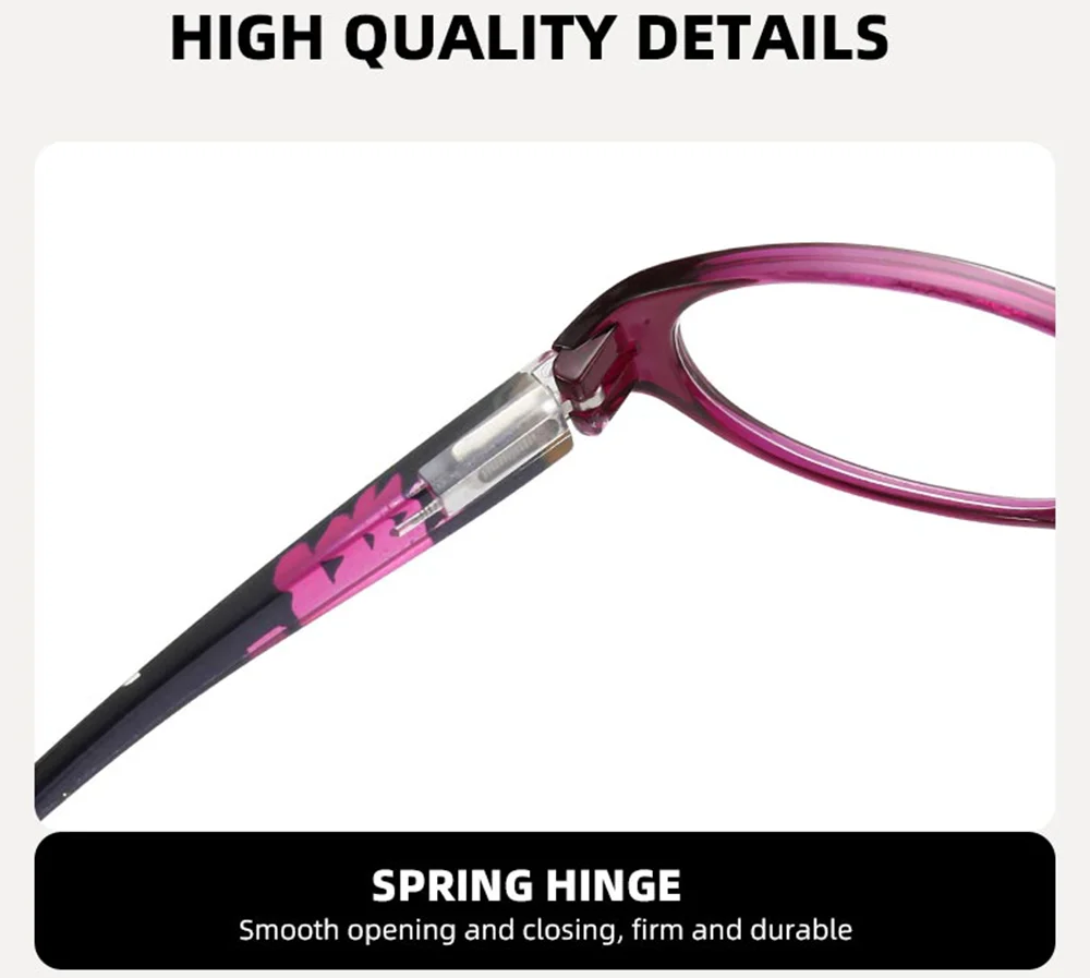 3 個の軽量花柄老眼鏡、スプリングヒンジ付き、快適なフィット感、締め付けないフレームスタイル