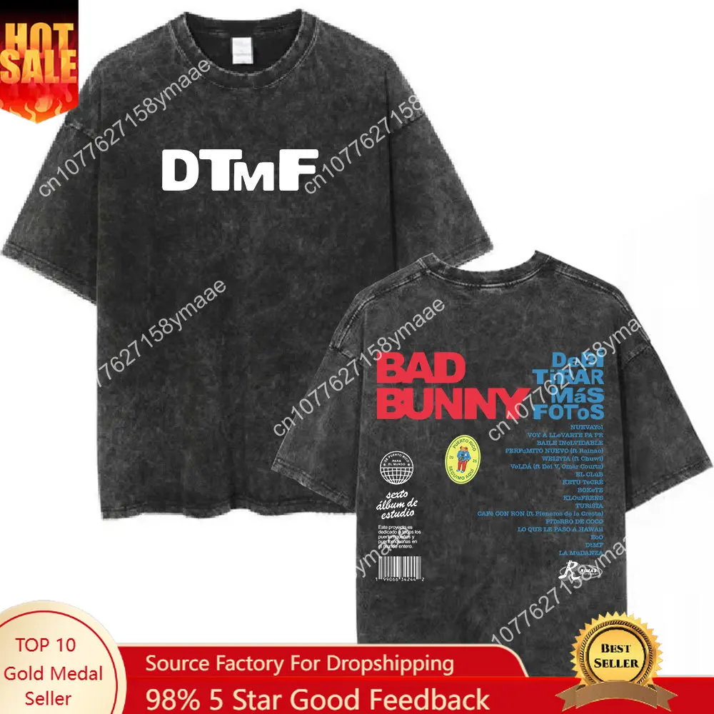 

Vintage Washed T Shirt Bad Bunny New Album DTMF Debí Tirar Más Fotos T-shirts Men Women Women Clothing Oversized T-shirt Streetw