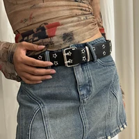 Women's Belt Large size Double Hole Men Belt Punk Hip Hop Rock Style Subculture Y2K Belt Punch Free Belt for Men and Women 2