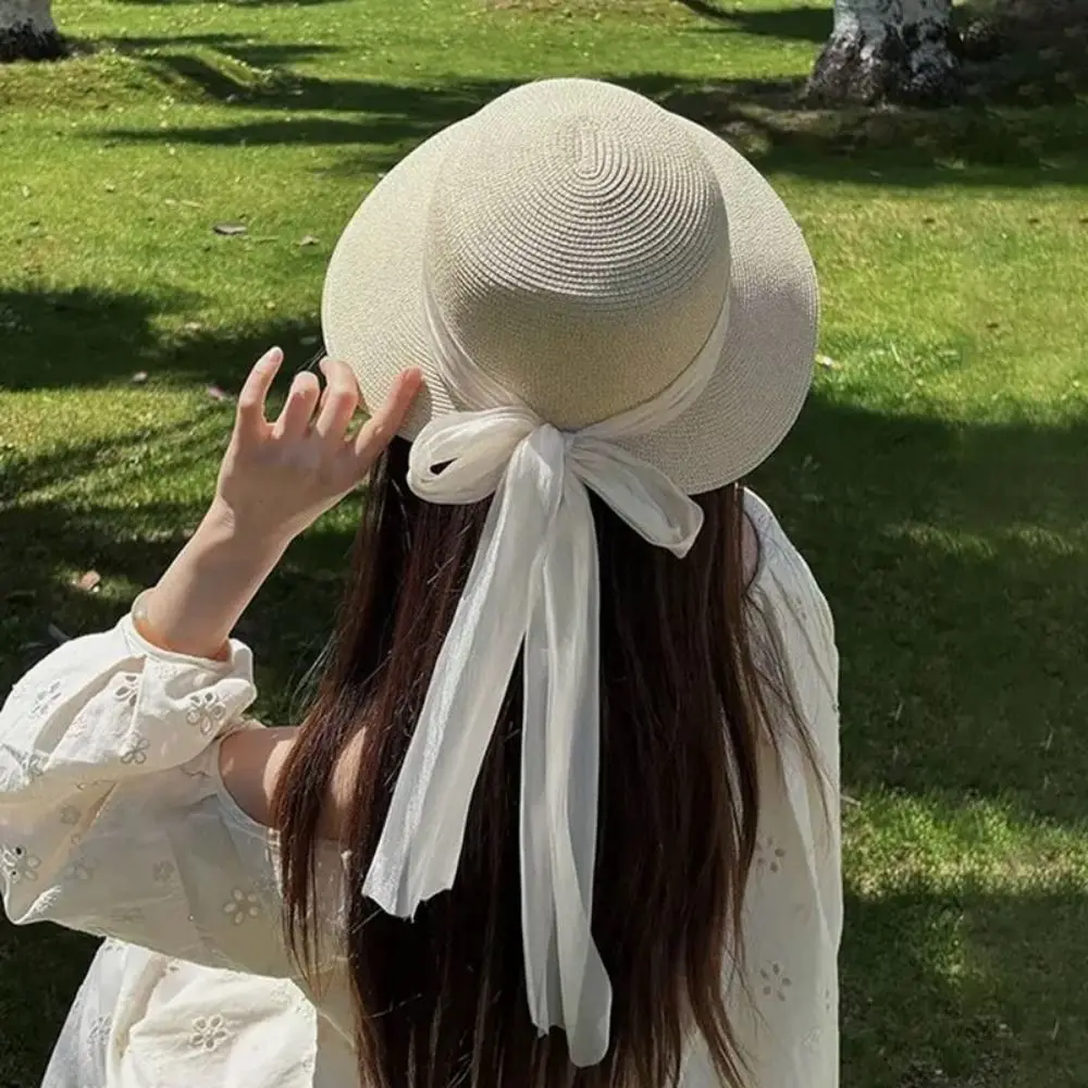 

Складная женская соломенная шляпа во французском стиле с защитой от ультрафиолета и широкими полями, солнцезащитная кепка с кружевными полями, элегантная дышащая соломенная шляпа от солнца, летняя