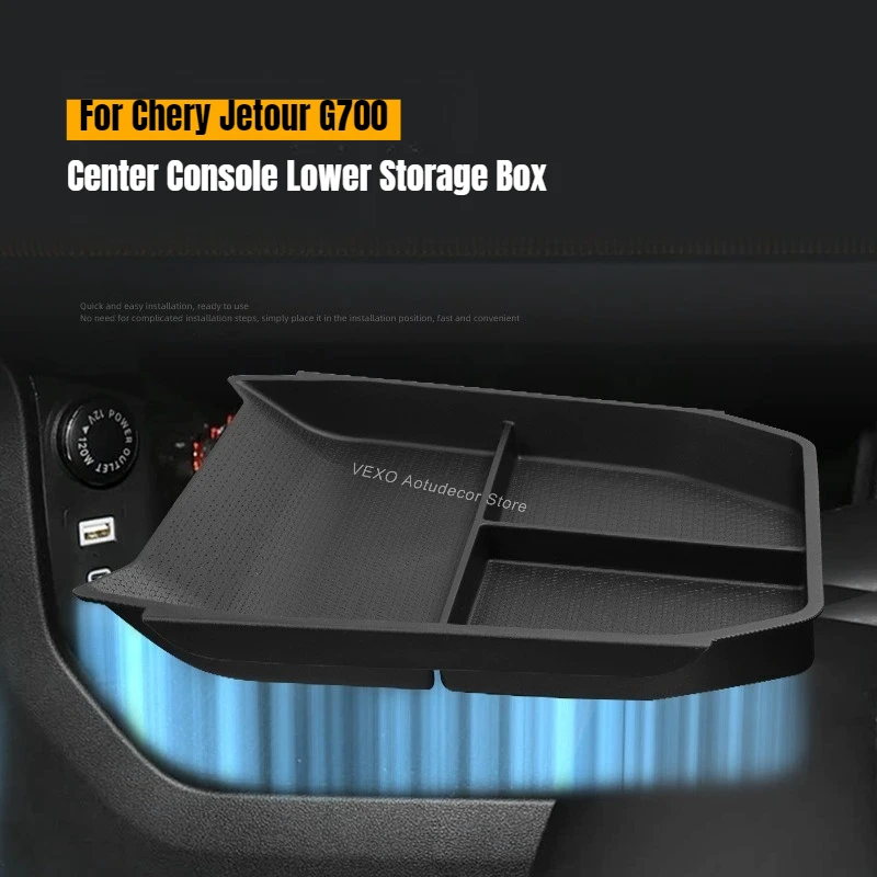 

For Chery Jetour G700 2025 2026 Center Console Lower Storage Box Electric Car TPE Non-slip Under Central Organizer Tray Interior
