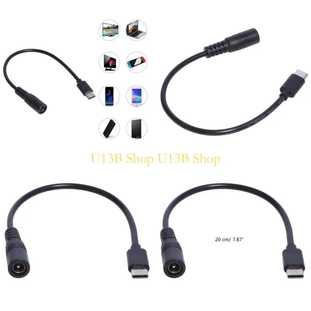 

U13B Type-C to Power Cable 5V 5.5 x 2.1mm Female to USB C Plug Charging Cable