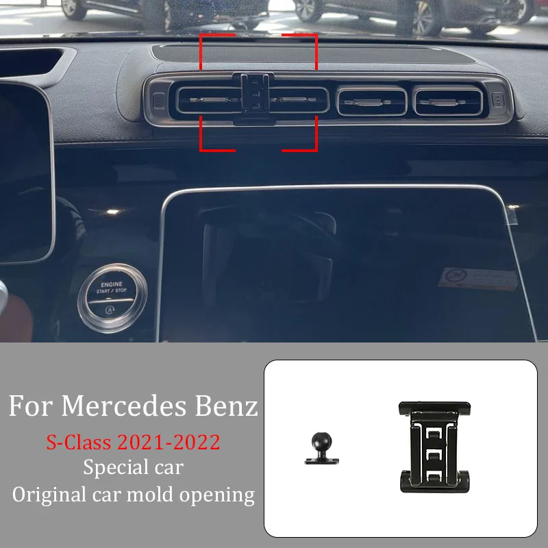 

Car Phone Holder For Mercedes Benz S-Class 2021-2022 DIY Screen Projection Wireless Charger Infrared Induction Fixed Bracket