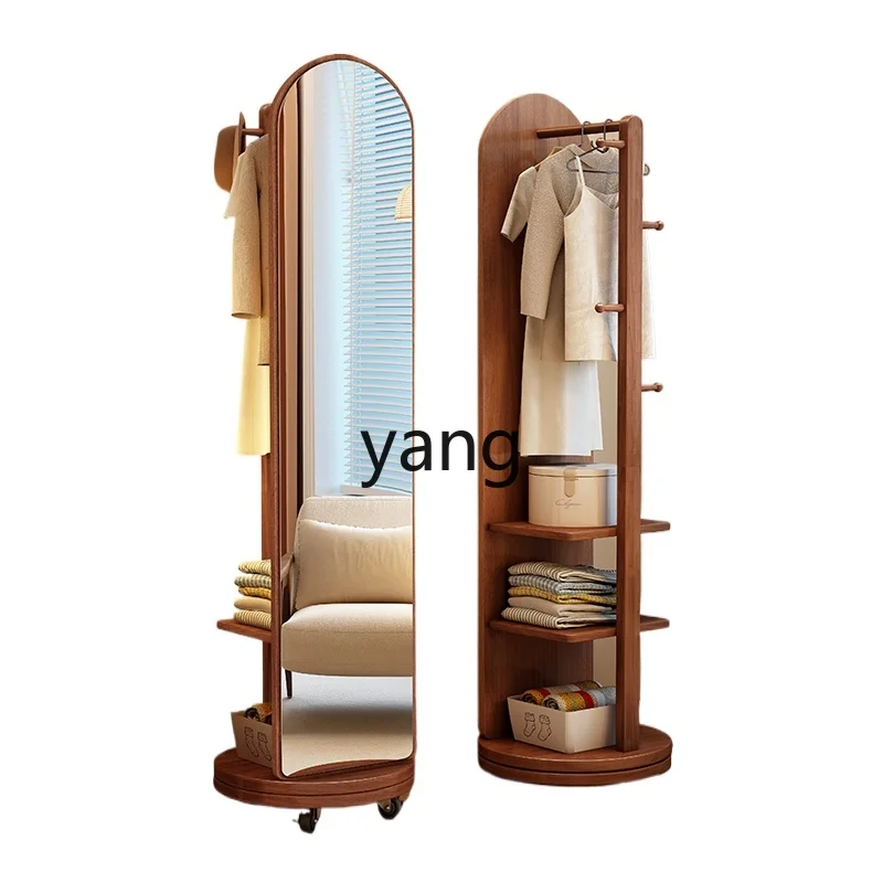 LH solid wood hanger bedroom floor-to-ceiling household hats with mirror corner storage rack rotatable