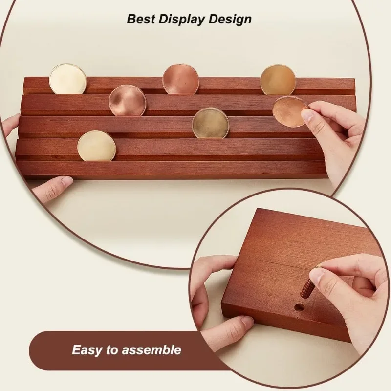 1 Set Challenge Coin Display Case Military Coin Holder Rack for Desk Wooden Army Collectible Coin Holder Case