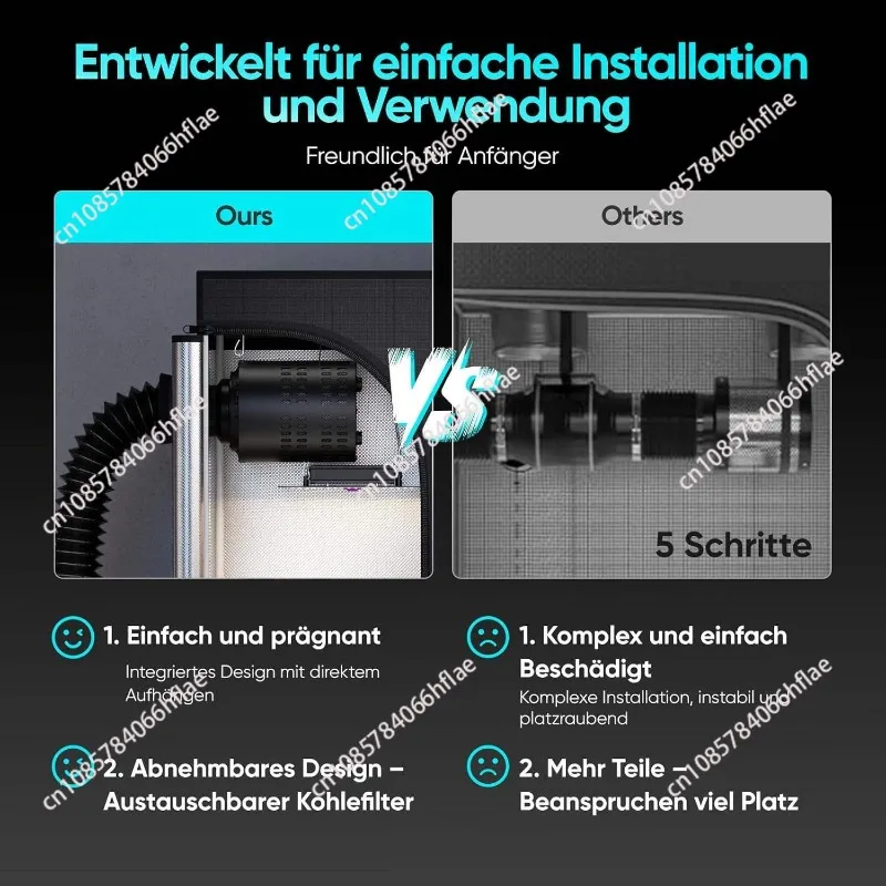 6 Inch EC Duct Fan Integrated Activated Carbon Filter, Deodorizing Ventilation Exhaust Fan