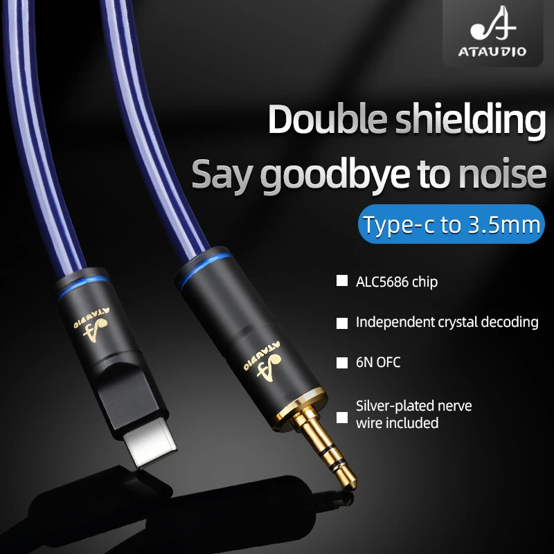 

ATAUDIO USB Male Audio Jack AUX Cable Converter for Cellphone PC Car Headphone Type-C To 3.5mm Cable Adapter 3.5 mm Jack