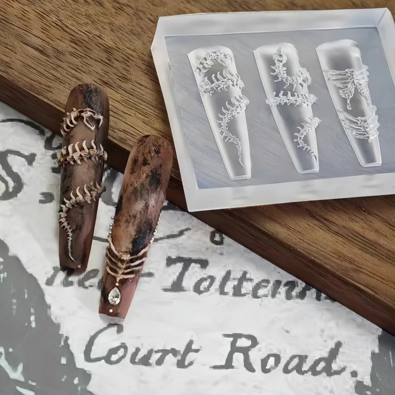 1 Piece of Waste Earth Style Three-Dimensional Snake Bone Nail Art Mold Carved Silicone Mold Nail DIY Decoration Tool