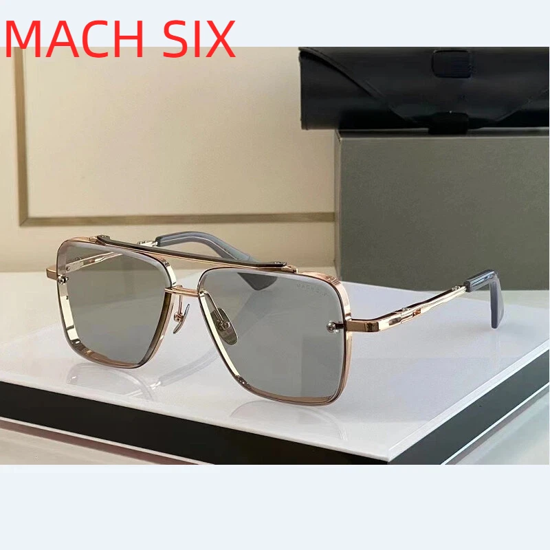 

New DT MACH SIX Casual Retro Premium Alloy Frame Womens Sunglasses Fashion Classic Formal Business Men's Sun Glasses With Box