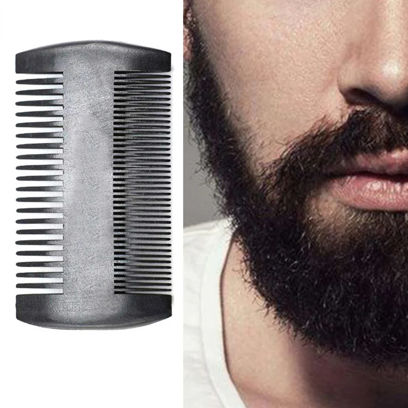 Fashion Anti Static Wooden Black Beard Comb Wood Pocket Comb with Fine Coarse Teeth for Beard Hair Mustaches Beard Hair Comb