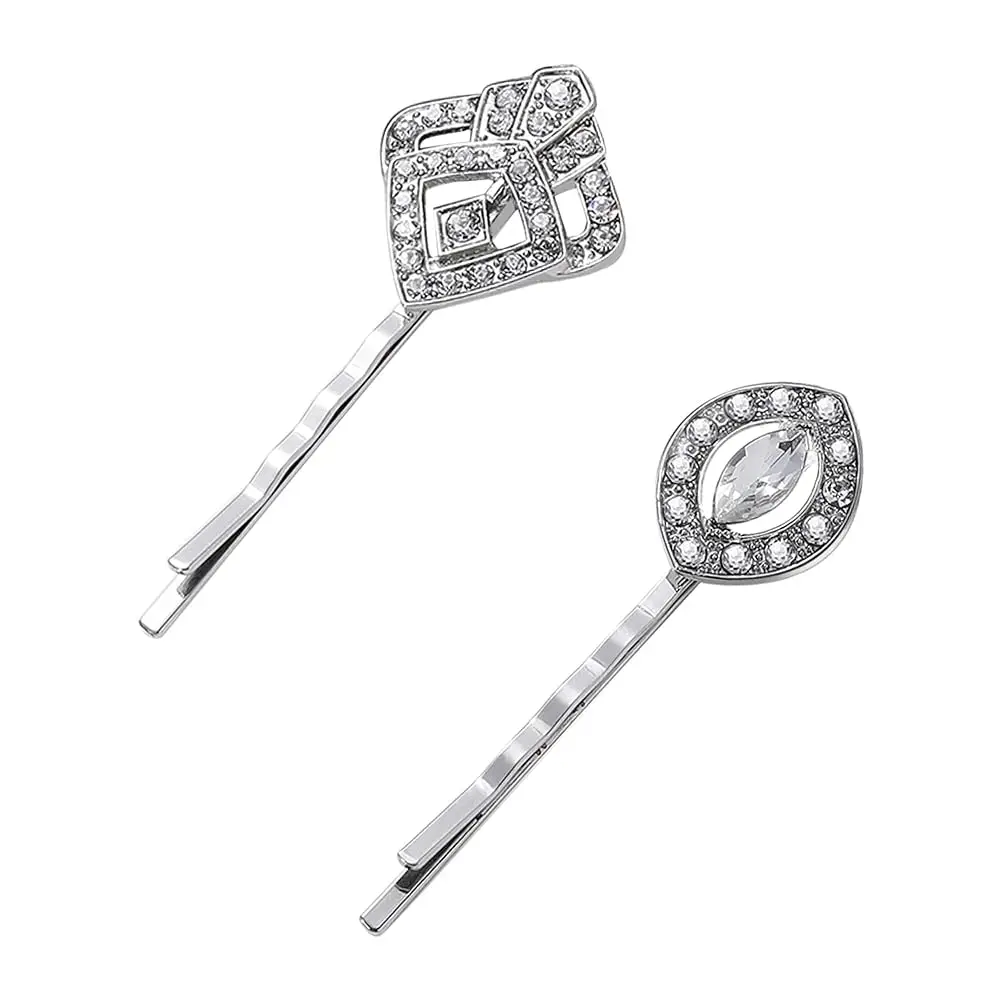 

Vintage Hair Pins Clips for Women 1920s Crystal Rhinestone Feather Hair Pins Great Gatsby Hair Piece (A-Silver)