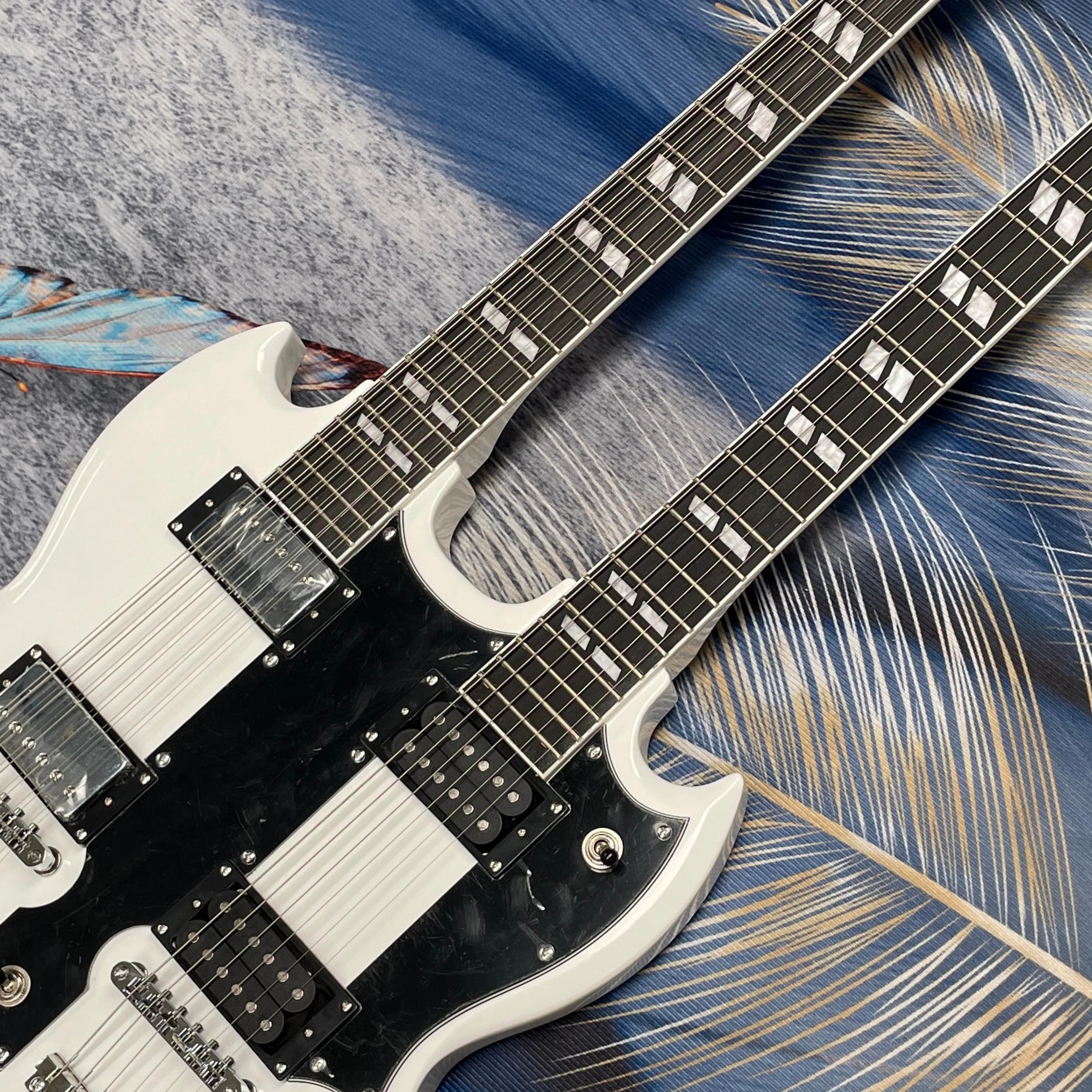 Electric Guitar Beginner - Saf beyaz 12+6 çift boyunlu elektro