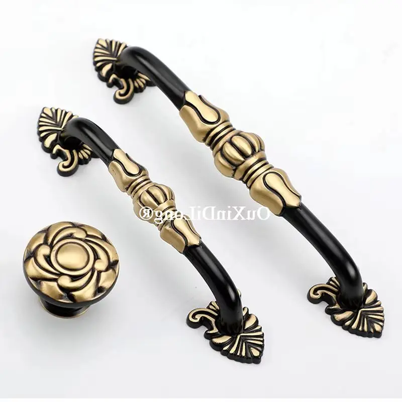 Retro 4PCS Solid Brass Antique Furniture Handles Drawer Knobs Cupboard Wardrobe Kitchen Closet Dresser Wine Cabinet Pulls Knobs