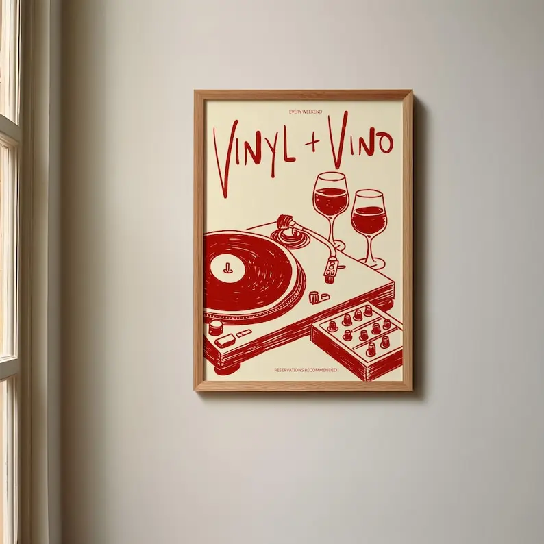 1 unidade Pôster de Música Vintage em Tela, Sem Moldura, com Estampa de Arte Floral Retrô de Toca-Discos e Cassete, Decoração de Parede para Sala de E