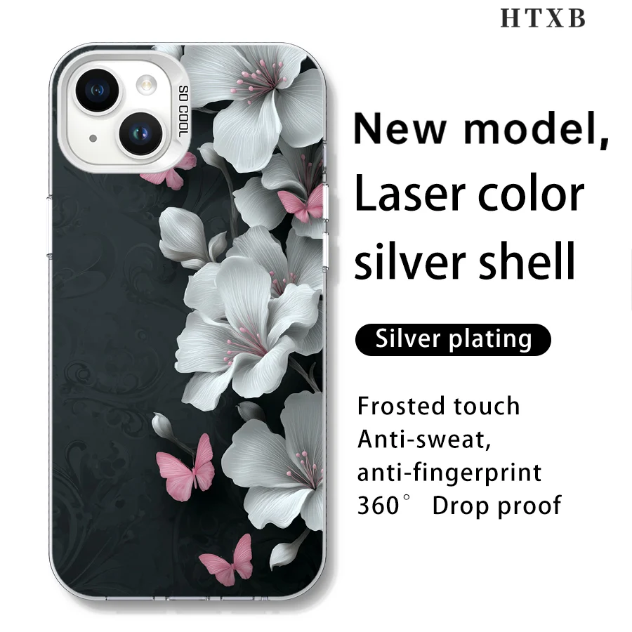 暗い背景の花と蝶のダンス iPhone 17～11 Pro Max Plus用電話