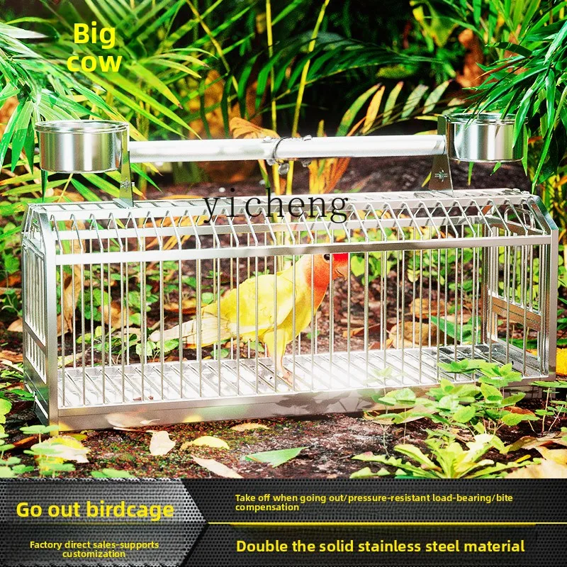 

stainless steel portable bird cage going out portable flying cage car transport cage