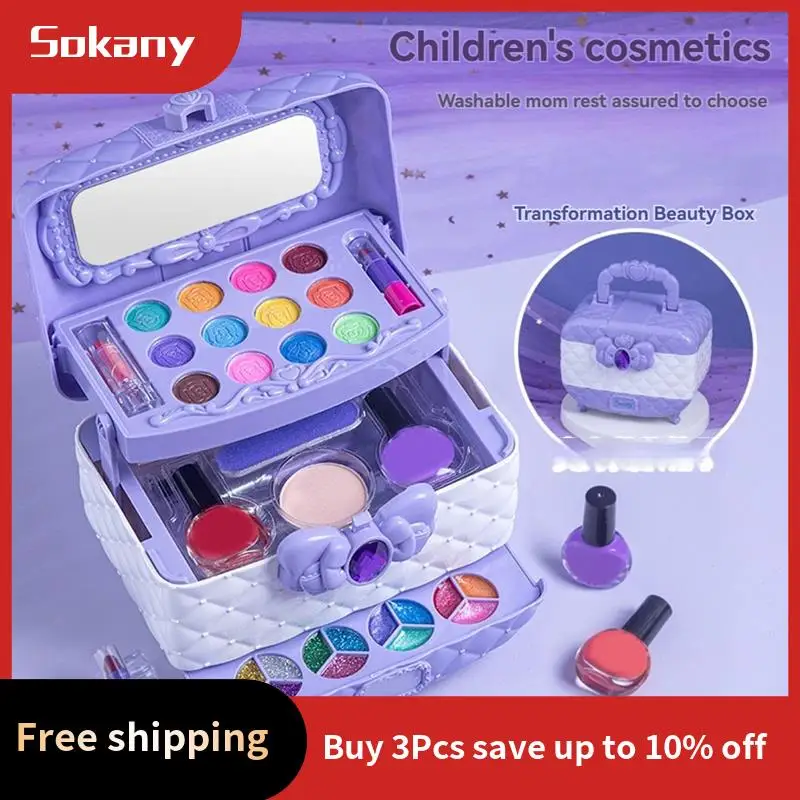 HIM-Princess Cosmetic Toy Set Safe Cosmetic Toy For Girl Non-Toxic Beauty Set Washable Fashion Makeup Toy Birthday Gift