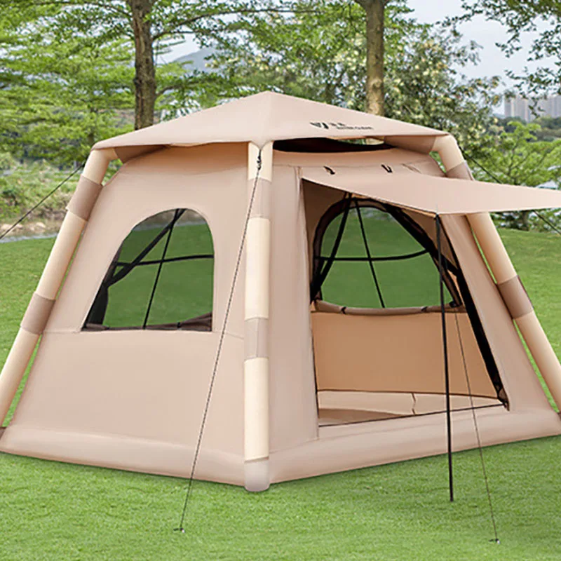 

Small Inflatable Oxford Nylon Camping Tent Log Cabin Style RV House with Air Tent Feature